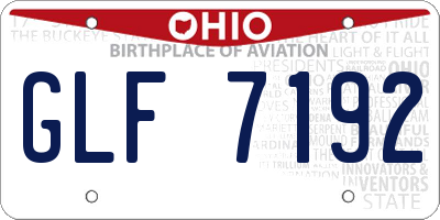 OH license plate GLF7192