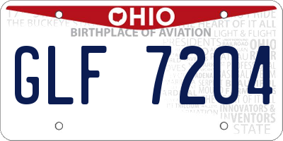 OH license plate GLF7204
