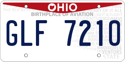 OH license plate GLF7210