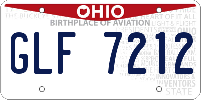 OH license plate GLF7212