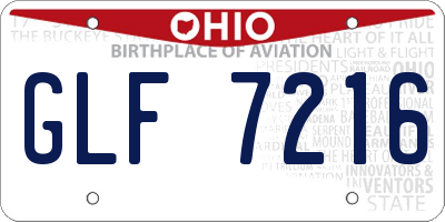 OH license plate GLF7216