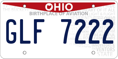 OH license plate GLF7222