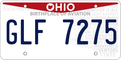 OH license plate GLF7275