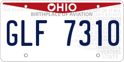 OH license plate GLF7310