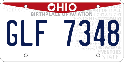 OH license plate GLF7348