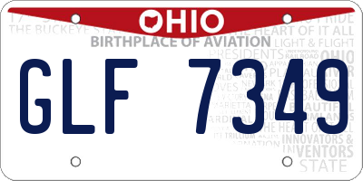 OH license plate GLF7349