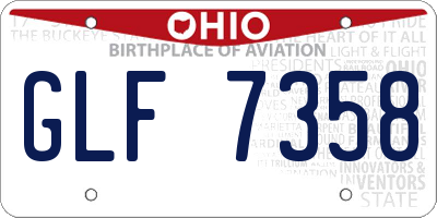 OH license plate GLF7358