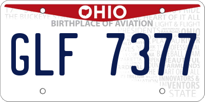 OH license plate GLF7377