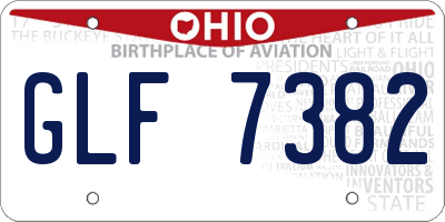 OH license plate GLF7382