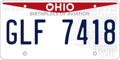 OH license plate GLF7418