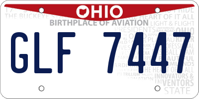OH license plate GLF7447