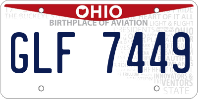 OH license plate GLF7449