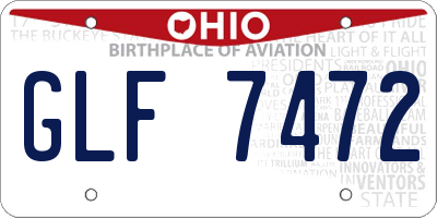 OH license plate GLF7472