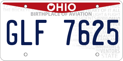 OH license plate GLF7625