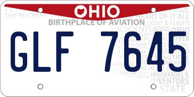 OH license plate GLF7645