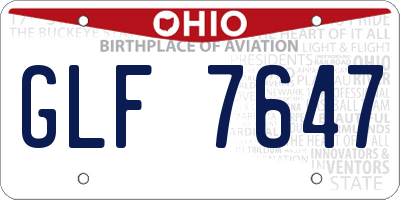 OH license plate GLF7647