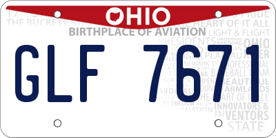 OH license plate GLF7671