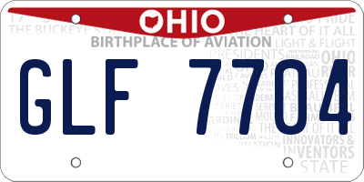 OH license plate GLF7704