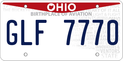 OH license plate GLF7770