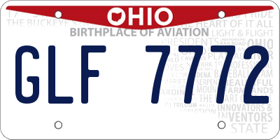 OH license plate GLF7772