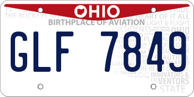 OH license plate GLF7849
