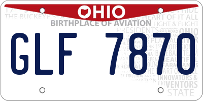 OH license plate GLF7870