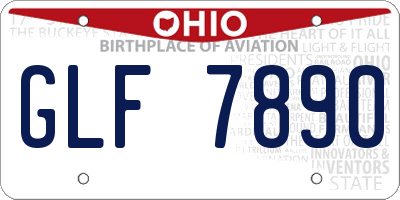 OH license plate GLF7890