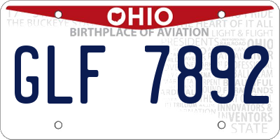 OH license plate GLF7892