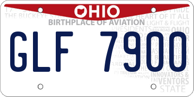 OH license plate GLF7900