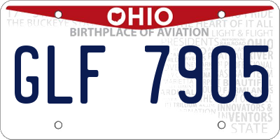 OH license plate GLF7905