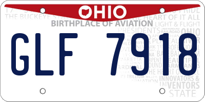 OH license plate GLF7918