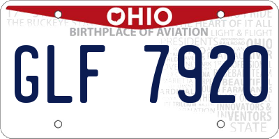 OH license plate GLF7920