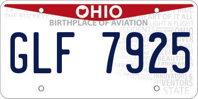OH license plate GLF7925