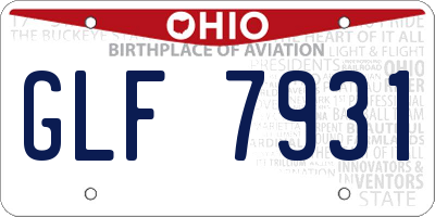 OH license plate GLF7931