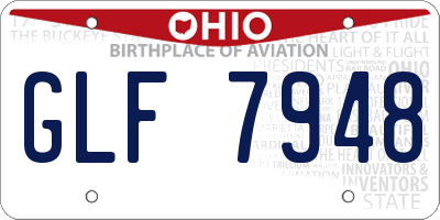 OH license plate GLF7948