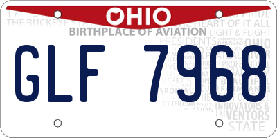 OH license plate GLF7968
