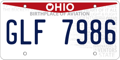 OH license plate GLF7986