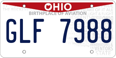 OH license plate GLF7988