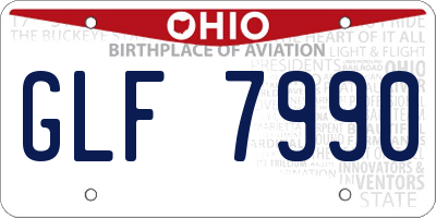 OH license plate GLF7990