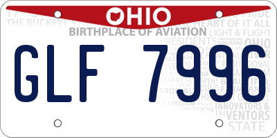OH license plate GLF7996