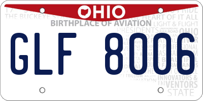 OH license plate GLF8006