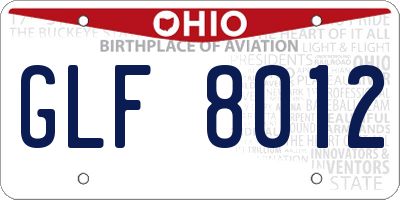 OH license plate GLF8012