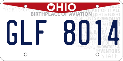 OH license plate GLF8014