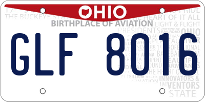 OH license plate GLF8016