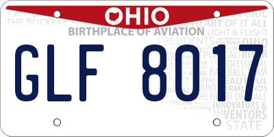 OH license plate GLF8017