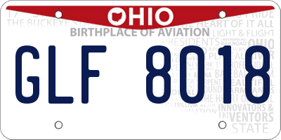 OH license plate GLF8018