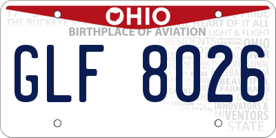 OH license plate GLF8026