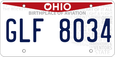 OH license plate GLF8034
