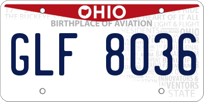 OH license plate GLF8036