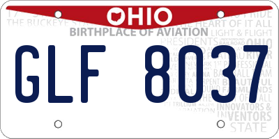 OH license plate GLF8037